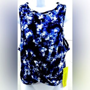 Nautica Competition Active Front Wrap Tank Top navy tie dye